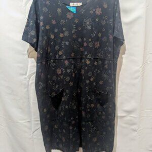 Fresh Produce black floral casual knit dress 1X NWT